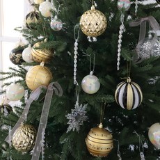 MORIANN 聖誕樹裝飾球 裝飾品 8款 x 2入 組, 1套, 金色黑色, 8cm