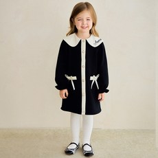 hejmini 女童香氛蝴蝶結領刷毛洋裝