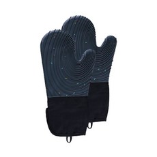 aryko 銀河紋矽膠烤箱手套左右套組, 黑色, 1套