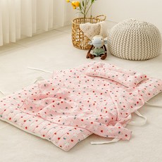 MerryTwoTwo 幼童夏季人造絲網眼布薄墊+薄被+枕頭組, 粉色