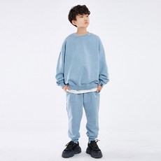 고스트리퍼블릭 아동용 파스텔 피그먼트 오버핏 맨투맨 기모 트레이닝 세트 JTS-111025