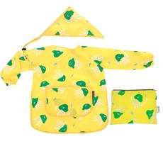 bebe chouette 孩童印花長袖美術圍裙+頭巾+伸縮扣+收納袋, 水母款