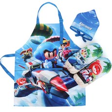 跑跑卡丁車兒童用Dao圍裙+頭巾+袖套 2件組 PO195