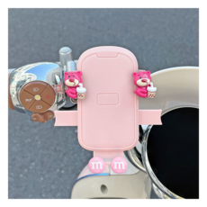 KODACHIEF 熟練級自行車手機支架 喝奶茶的粉紅小熊 11.5 x 10.5 cm, 粉紅色, 1個