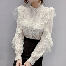 루나걸 클락 프릴 레이스 블라우스