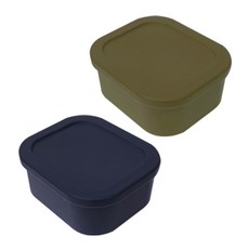 YOUHOUSE 삶아 쓰는 실리콘 밀폐용기 500ml, 2개, 다크그린 + 올리브
