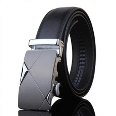 本革職人 男仕耀眼時尚系列免鑽孔伸縮自動扣真皮皮帶 黑霧菱格立體款