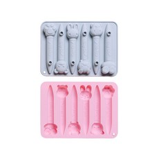 E-Home Baking 卡通鉛筆棒狀烤模 6格矽膠模具 2件組, 1套, 藍色, 粉紅色