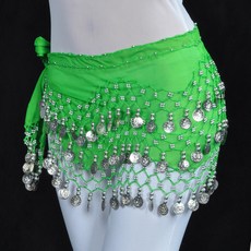 marketpia 女士雪紡肚皮舞圍巾, 綠色 銀色