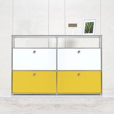 이가페 미드센츄리 모듈거실장 듀오 2x3 투플로어 수납장 콤비 방문설치, 상부화이트+하부옐로우