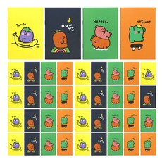 Pinkfoot Carrot Friends筆記本 4款 各10入, 黃色+海軍藍+綠色+橘色, 1組