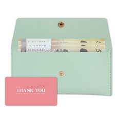 리코즈 레더 현금 용돈봉투 + 카드 세트, 민트, 1개