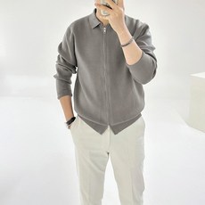 Adore Classic 男士紳士領雙向拉鍊半寬鬆版型針織開襟衫