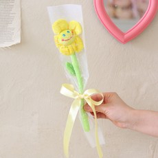 센트바스켓 조화 샤인스마일 한송이 꽃다발, 옐로우, 1개