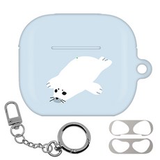 몬드몬드 에어팟 3세대 하드 케이스 + 철가루 방지 스티커 + 키링 세트, 심플애니멀 하프물범, 1개