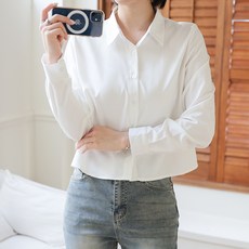 BBAEBBAE 女款翻領防皺半短版襯衫