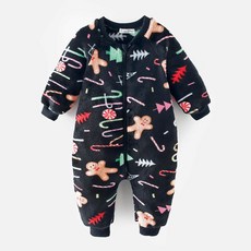 Bebeniz 嬰幼兒用聖誕圖案拉鍊刷毛連身衣