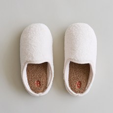 Vowell 男微笑小熊抓絨泡泡室內鞋, 象牙色+棕色, 1個
