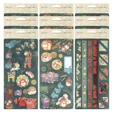 데어리즈 다꾸 일러스트 동물 친구들 펄 스티커, 랜덤발송, 9개