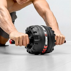 ironvic 回彈式AB健腹輪 滾輪運動器材, IRVCA00012, 黑色 + 紅色