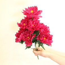 조아트 조화 인테리어 성묘 산소 꽃다발 부쉬 국화 10p, 체리핑크, 3개