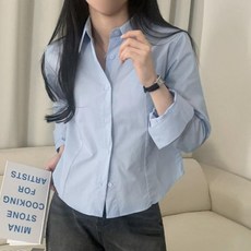 아이엠몽 여성용 바니엘 베이직 슬림 긴팔 카라 셔츠