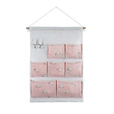 壁掛式7格收納掛袋 YT_RA675, 粉紅色