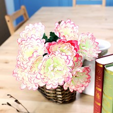 JOART 人造花 居家裝飾 掃墓 墓地 花束 菊花 10入, 奶油粉色, 3個