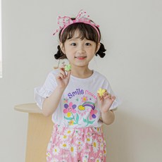 Lala Amang 女童款彩虹花朵印花短袖T恤