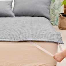 심플럭스 썸머워싱 시어서커 여름 누빔 침대용 고정 밴딩 패드, 차콜
