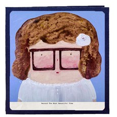 插畫封面記錄相冊 335*325*30mm, 40張, Glasses Girl(相冊)+White(內頁)