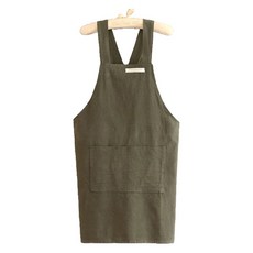 C.O.B 透氣棉麻圍裙, 1個, 深綠色