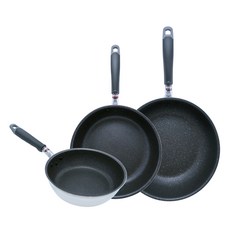 hokua 北陸 大金IH輕量級不沾鍋3件組 日本製, 銀色, 1套, 平底鍋 26cm + 炒鍋 28cm + 湯鍋 22cm