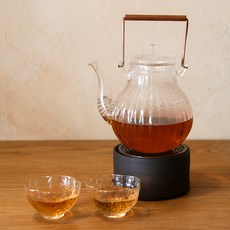 티이야기 내열유리 엔틱 티팟 세트, 혼합색상, 1세트, 티포트 650ml + 워머 + 연꽃찻잔 2p