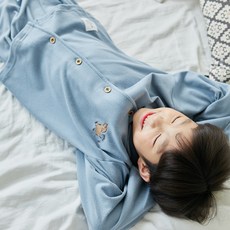 JJiniya 男童學生米色狗羅紋針織長袖睡衣上下套裝