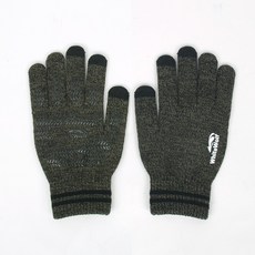 White Wolf 男士智能觸控刷毛針織手套, 卡其色