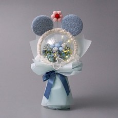 morningscent 츄파춥스 사탕꽃다발 발표 연주 축하 졸업식 머리띠 캔디볼 조명꽃다발, 블루