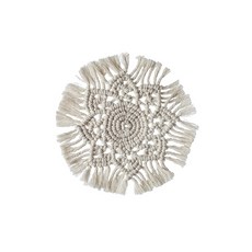 GUNU 居家裝飾杯墊 餐墊 流蘇圓形墊 花朵圖案杯託 1入, 單一顏色, 1個