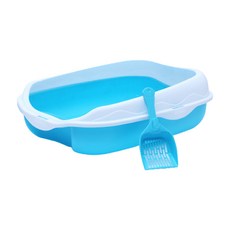 貓咪廁所 平板型+貓砂鏟 YT_RA1650, 藍色