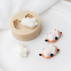 ANGLE THING Ggaedung Ggaedung 裝飾貓咪 2孔矽膠模具, 混色