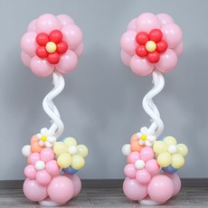 피앤비유니티 DIY 스마일 데이지 대형 왕관풍선 스탠드 모음 세트, 04)DIY 대형풍선 스탠드 핑크 2입, 1세트