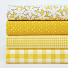 20支棉布料4件組, 1套, 黃色茉莉花