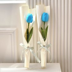 아스파시아 플르 튤립 비누꽃 한송이 꽃다발 2p + 메세지카드 2p 세트, 블루, 블루(꽃다발), 존경하는 선생님 감사합니다., 존경하는 선생님 감사합니다.(카드), 1세트