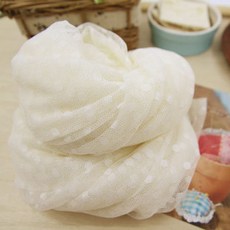 寬幅圓點網紗布料, 象牙白