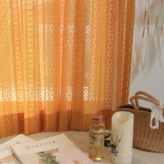 ANDCOTTON 花卉小窗遮蔽簾 러봉, 芥末橙
