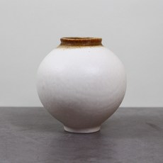 Dalsogum 手工陶瓷藝術品花瓶 迷你月亮罐, 白棕色