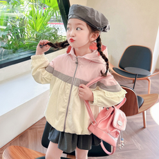 Orangedamom 女童三色袖荷葉邊連帽風衣