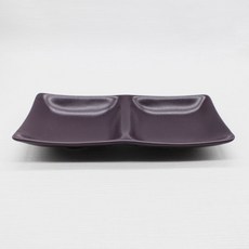 手工陶瓷2格小菜分格盤, 深紫色, 1個