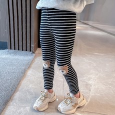 스타빈 여아용 포인트곰 스트라이프 레깅스 바지