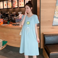 孕婦綁帶收腰短袖連身裙
